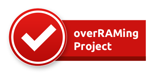 OverRAMing Project Badge – Rotes Logo mit weißem Haken zur Kennzeichnung optimierter RAM-Performance.