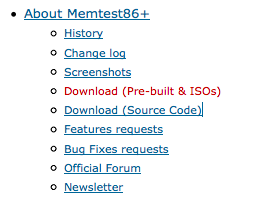 Memtest86+ Liste