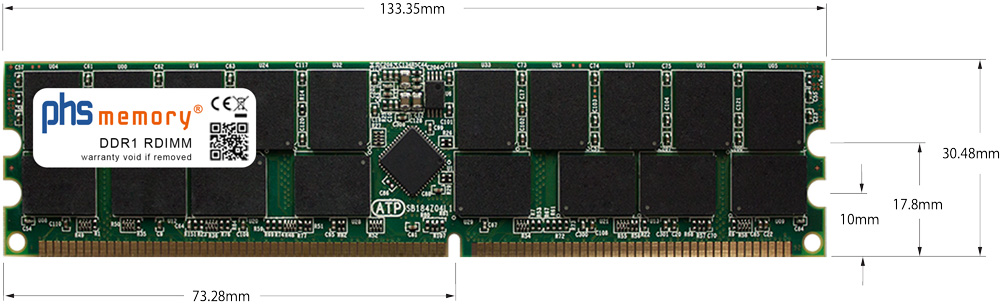 Arbeitsspeicher DDR1 RAM RDIMM 184Pin Maße