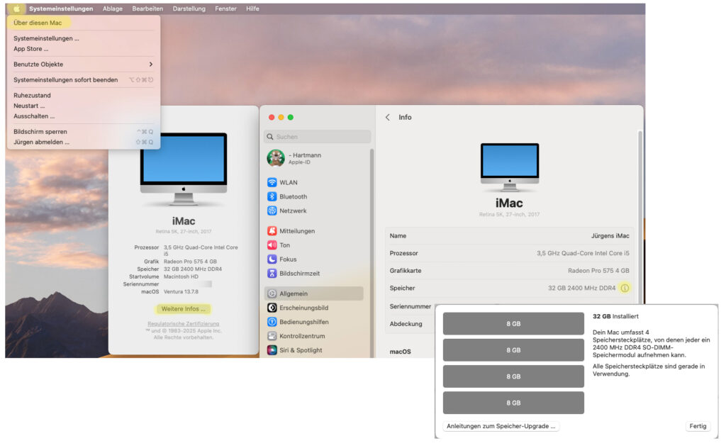 Apple-Information des installierten RAM-Speichers